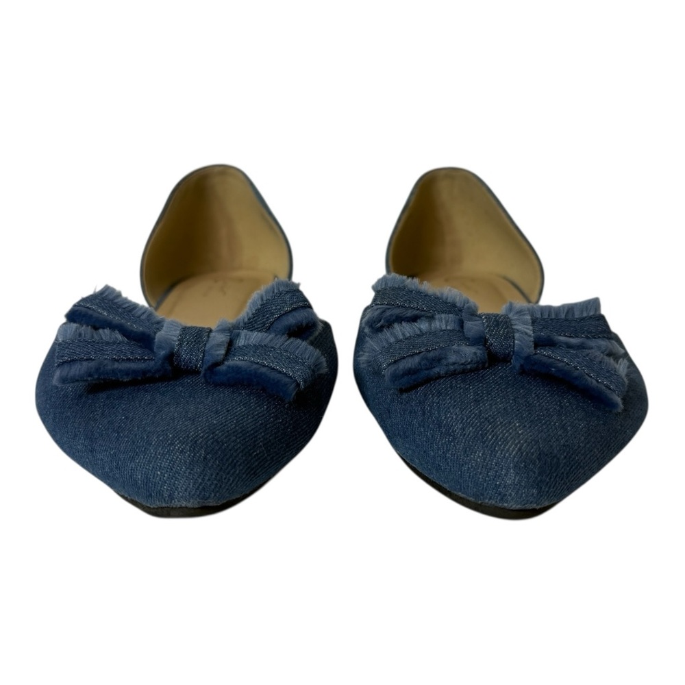 Comfort by Predictions Women's 11W Denim Flat Shoes‎ With Denim Fringe Bow - Picture 5 of 10
